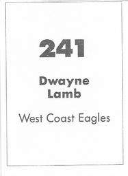 1990 Select AFL Stickers #241 Dwayne Lamb Back